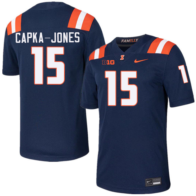 Men #15 Alexander Capka-Jones Illinois Fighting Illini College Football Jerseys Stitched-Navy